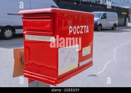 Casella di lettere di Poczta Polska - posto statale polacco a Varsavia, Polonia Foto Stock