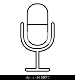 Icona vettore di mic - stile di linea - illustrazione semplice. Tratto modificabile. Modello di disegno vettoriale.stile outline design.Illustrazione grafica vettoriale Illustrazione Vettoriale