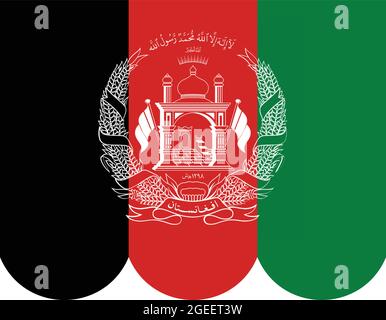 Bandiera nazionale dell'Afghanistan colori originali illustrazione vettoriale, Repubblica islamica dell'Afghanistan bandiera nazionale emblema stemma afgano, bandiera Illustrazione Vettoriale