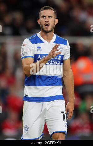 MIDDLESBROUGH, REGNO UNITO. 18 AGOSTO Queens Park Rangers' Dominic Ball durante la partita del campionato Sky Bet tra Middlesbrough e Queens Park Rangers al Riverside Stadium di Middlesbrough mercoledì 18 agosto 2021. (Credit: Mark Fletcher | MI News) Foto Stock