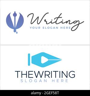 Formazione di scrittura con disegno del logo della penna Illustrazione Vettoriale
