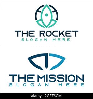 Tecnologia di sviluppo con logo Icon Rocket Illustrazione Vettoriale