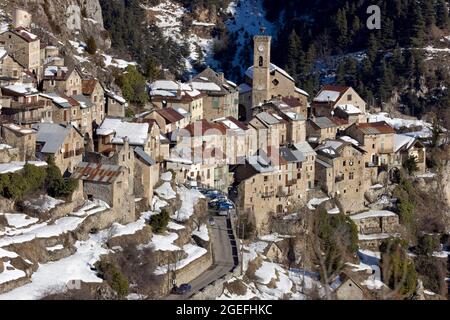 FRANCIA. ALPES-MARITIMES (06) VEDUTA GENERALE DEL VILLAGGIO DI ROUBION Foto Stock