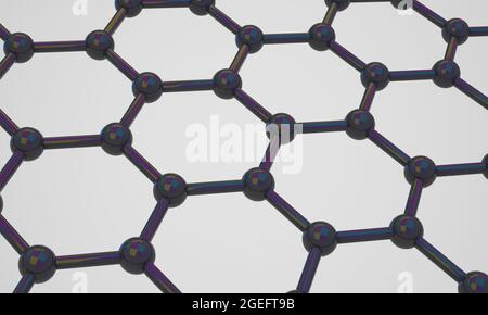 Griglia molecolare in grafene, cella di cristallo. Rendering 3D Foto Stock