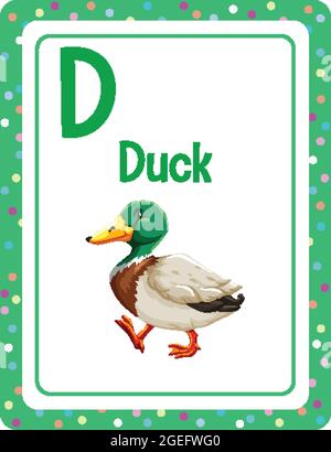 Flashboard alfabeto con lettera D per illustrazione Duck Illustrazione Vettoriale