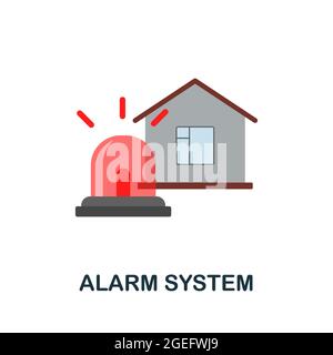 Icona piatta del sistema di allarme. Segno colorato dalla collezione di sicurezza domestica. Illustrazione dell'icona Creative Alarm System per il web design, l'infografia e altro ancora Illustrazione Vettoriale