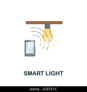 Icona Smart Light piatta. Segno colorato dalla collezione di sicurezza domestica. Illustrazione di Creative Smart Light per il web design, l'infografia e altro ancora Illustrazione Vettoriale