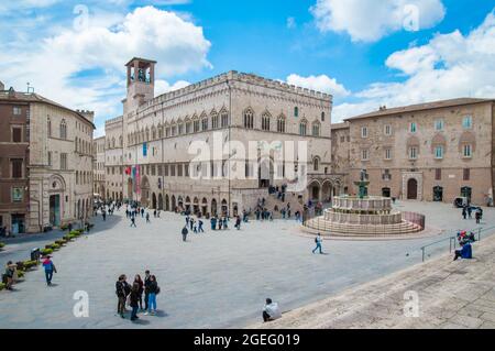 Perugia (Italia) - una caratteristica veduta del centro storico nella bellissima città medievale e artistica, capoluogo dell'Umbria, nel centro Italia. Foto Stock