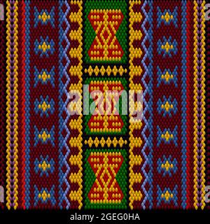 Un ornamento tradizionale dei popoli e dei paesi dell'Asia, in cui i colori saturi attirano fortuna e ricchezza. Tappeti tessuti da donna con ornamento em Illustrazione Vettoriale