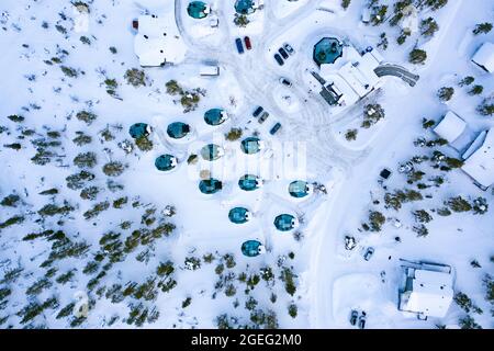 Aurora igloos inverno, in Lapponia 01 Foto Stock