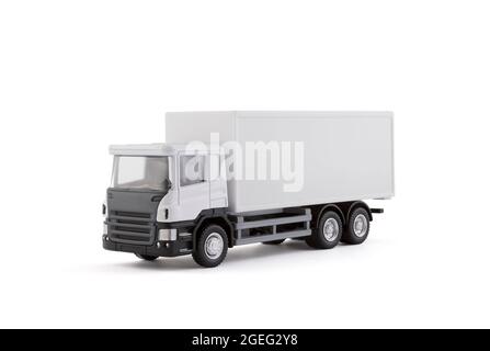 White consegna merci carrello isolato in miniatura su sfondo bianco con tracciato di ritaglio Foto Stock