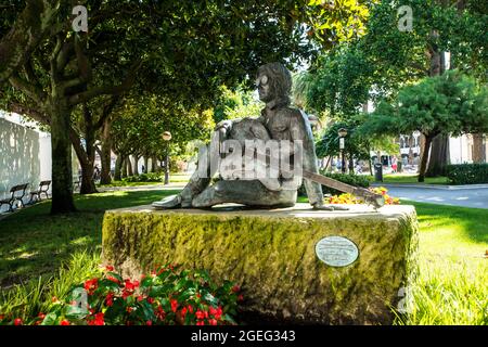 Statua di Giovanni Lennon nei Giardini di Méndez Núñez a la Coruña Foto Stock