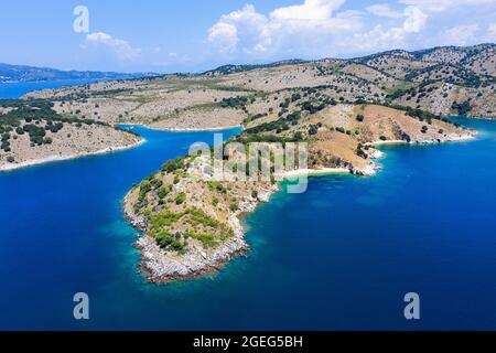 Veduta aerea del parco nazionale di Butrint, Albania, Europa Foto Stock