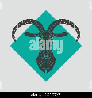 Testa poligonale di capra di montagna. Illustrazione vettoriale. Illustrazione Vettoriale