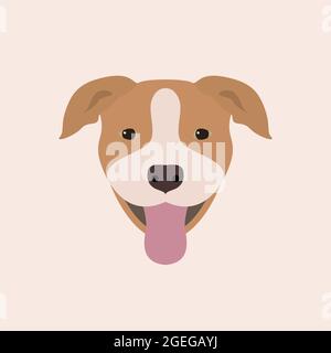 Ritratto americano di Pitbull Terrier. Disegno vettoriale ritratto di cane su sfondo bianco. Illustrazione Vettoriale