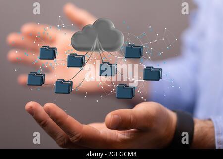 Tecnologia Nuvola di intelligenza artificiale. Background Web integrato digitale Foto Stock