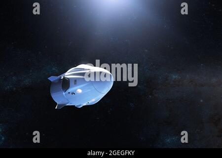 Veicolo spaziale carico in spazio aperto. Elementi di questa immagine forniti dalla NASA. Foto Stock