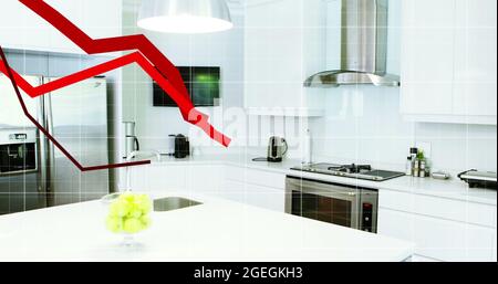 Curve finanziarie su cucina moderna. Foto Stock
