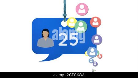 Icone e numeri di profilo colorati in icona a fumetto 4k Foto Stock