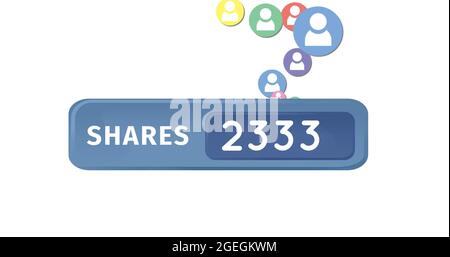 Icone colorate del profilo e condivisioni contatore 4k Foto Stock