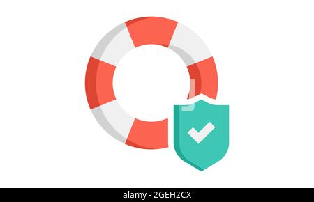 Immagine vettoriale piatta con l'icona Lifebuoy Illustrazione Vettoriale