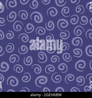 Semplice motivo a spirale disegnato a mano senza cuciture. Motivo per tessuti, tessuti per bambini, sfondi. Illustrazione Vettoriale