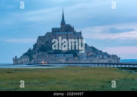 Mont Saint Michel, patrimonio mondiale dell'UNESCO, Francia Foto Stock