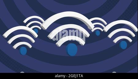 Immagine di più icone Internet Wi-Fi che fluttuano in loop continuo Foto Stock