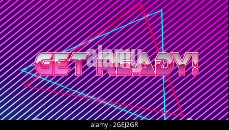 Immagine di voi vincere testo in lettere metalliche rosa su triangoli e linee viola incandescenti Foto Stock