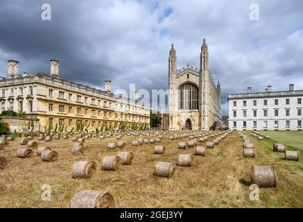 Cappella del King's College, con il Clare College sulla sinistra, King's College, Cambridge, Cambridgeshire, Inghilterra, REGNO UNITO Foto Stock