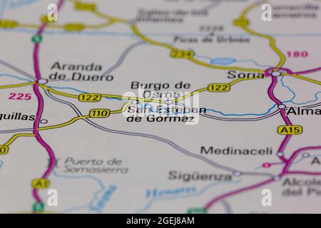 San Esteban de Gormaz Spagna è indicato su una mappa stradale o su una mappa geografica Foto Stock