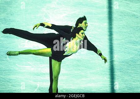 Kitty Carruthers, Peter Carruthers nella gara di pattinaggio Pairs al 1984 US National Figure Skating Champions Foto Stock