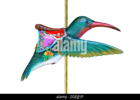 Carosello Carnival hummingbird isolato su sfondo bianco Foto Stock