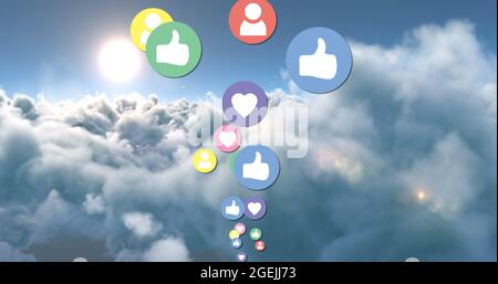 Spostamento delle icone dei social media 4k Foto Stock