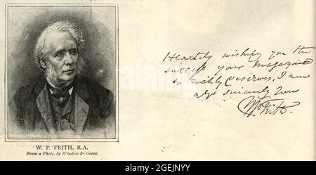 Incisione vintage di William Powell Frith un pittore inglese specializzato in soggetti di genere e opere narrative panoramiche della vita in epoca vittoriana Foto Stock