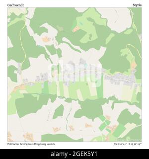 Gschwendt, Politischer Bezirk Graz-Umgebung, Austria, Stiria, N 47 10' 41'', e 15 34' 19''', mappa, Mappa senza tempo pubblicata nel 2021. Viaggiatori, esploratori e avventurieri come Florence Nightingale, David Livingstone, Ernest Shackleton, Lewis and Clark e Sherlock Holmes si sono affidati alle mappe per pianificare i viaggi verso gli angoli più remoti del mondo, Timeless Maps sta mappando la maggior parte delle località del mondo, mostrando il successo di grandi sogni Foto Stock