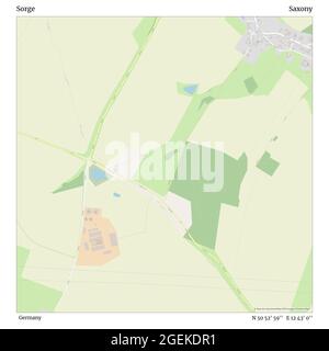 Sorge, Germania, Sassonia, N 50 52' 59''', e 12 43' 0''', mappa, Mappa senza tempo pubblicata nel 2021. Viaggiatori, esploratori e avventurieri come Florence Nightingale, David Livingstone, Ernest Shackleton, Lewis and Clark e Sherlock Holmes si sono affidati alle mappe per pianificare i viaggi verso gli angoli più remoti del mondo, Timeless Maps sta mappando la maggior parte delle località del mondo, mostrando il successo di grandi sogni Foto Stock