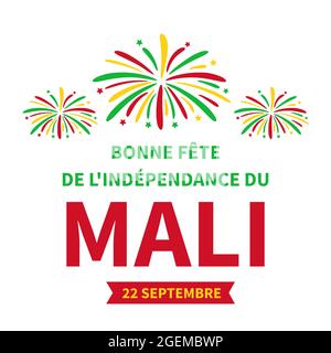 Poster tipografico del Mali Independence Day in francese. Festa nazionale festeggia il 22 settembre. Modello vettoriale per banner, volantino, biglietto d'auguri, postc Illustrazione Vettoriale