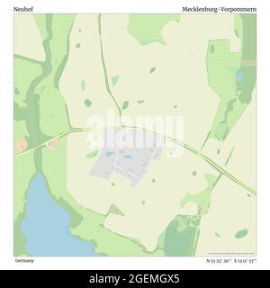 Neuhof, Germania, Mecklenburg-Vorpommern, N 53 25' 26'', e 13 11' 57''', mappa, mappa senza tempo pubblicata nel 2021. Viaggiatori, esploratori e avventurieri come Florence Nightingale, David Livingstone, Ernest Shackleton, Lewis and Clark e Sherlock Holmes si sono affidati alle mappe per pianificare i viaggi verso gli angoli più remoti del mondo, Timeless Maps sta mappando la maggior parte delle località del mondo, mostrando il successo di grandi sogni Foto Stock