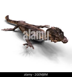 illustrazione in 3d di un drago fantasy gigante isolato Foto Stock