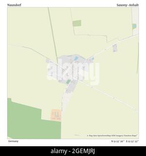 Naundorf, Germania, Sassonia-Anhalt, N 51 55' 26'', e 12 53' 23''', mappa, mappa senza tempo pubblicata nel 2021. Viaggiatori, esploratori e avventurieri come Florence Nightingale, David Livingstone, Ernest Shackleton, Lewis and Clark e Sherlock Holmes si sono affidati alle mappe per pianificare i viaggi verso gli angoli più remoti del mondo, Timeless Maps sta mappando la maggior parte delle località del mondo, mostrando il successo di grandi sogni Foto Stock