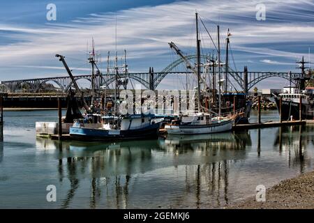Yaquina Bay Bridge in Newport Oregon Foto Stock