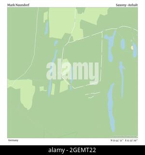 Mark Naundorf, Germania, Sassonia-Anhalt, N 51 44' 51'', e 12 33' 29''', mappa, mappa senza tempo pubblicata nel 2021. Viaggiatori, esploratori e avventurieri come Florence Nightingale, David Livingstone, Ernest Shackleton, Lewis and Clark e Sherlock Holmes si sono affidati alle mappe per pianificare i viaggi verso gli angoli più remoti del mondo, Timeless Maps sta mappando la maggior parte delle località del mondo, mostrando il successo di grandi sogni Foto Stock