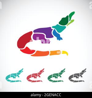 Immagine vettoriale del disegno a coccodrillo su sfondo bianco. Illustrazione vettoriale a livelli facilmente modificabile. Animali selvatici. Illustrazione Vettoriale