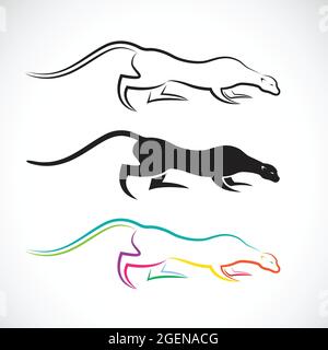 Immagine vettoriale del disegno del ghepardo su sfondo bianco. Cheetah vettoriale per il vostro disegno. Illustrazione vettoriale a livelli facilmente modificabile. Animali selvatici. Illustrazione Vettoriale