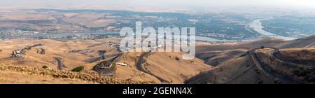 Una vista panoramica della Old Spiral Highway sopra Lewiston, Idaho, USA Foto Stock