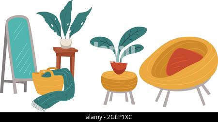 Interni dal design minimalista e moderno con poltrona Illustrazione Vettoriale