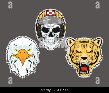 patch retro imposta tre icone Illustrazione Vettoriale