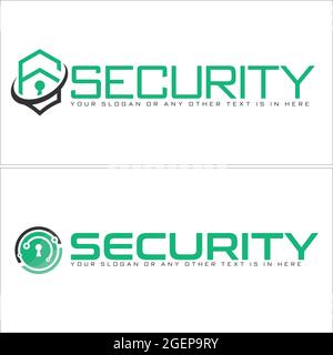 Chiave di blocco logo illustrazione vettoriale linea art tecnologia di sicurezza Illustrazione Vettoriale