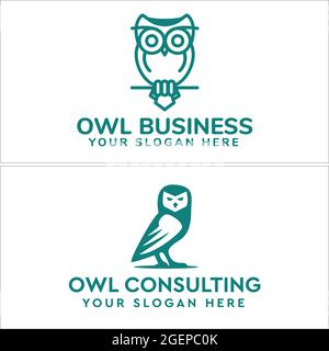 OWL logo disegno linea vettore Illustrazione Vettoriale
